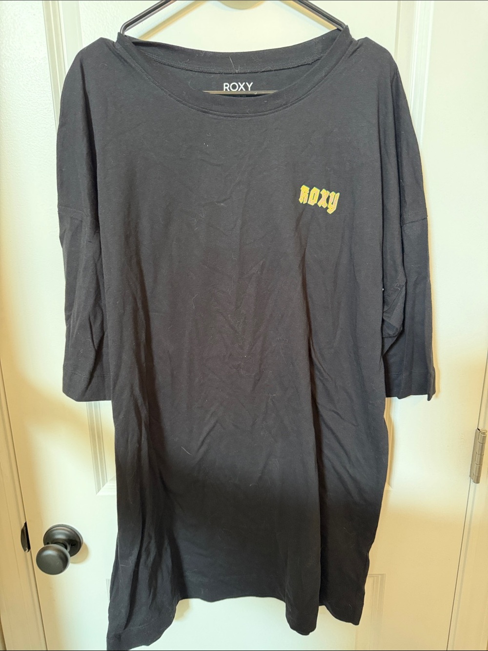 Roxy Oversized Black Tee with Yellow Logo